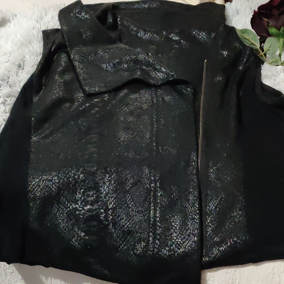 VINCE CAMUTO BLACK GLITTER  ZIP VEST  SIZE XLARGE - Picture 6 of 8
